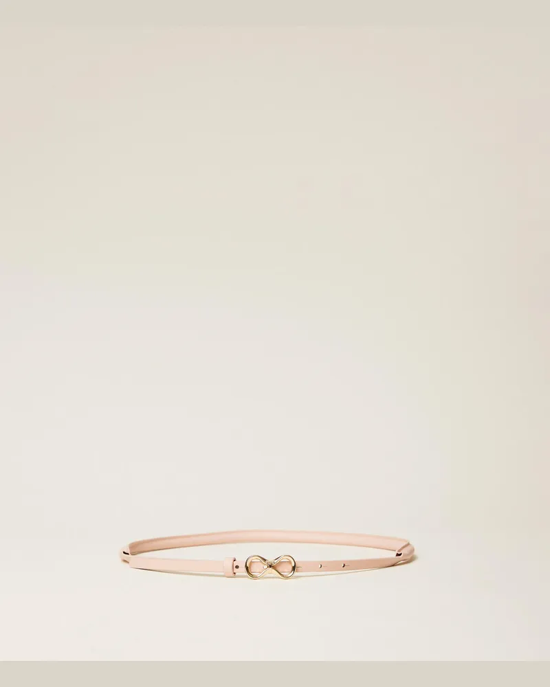 Twin-Set Accessoires - Ledergürtel mit Logoschnalle, Sandrosa, Größe Sandrosa