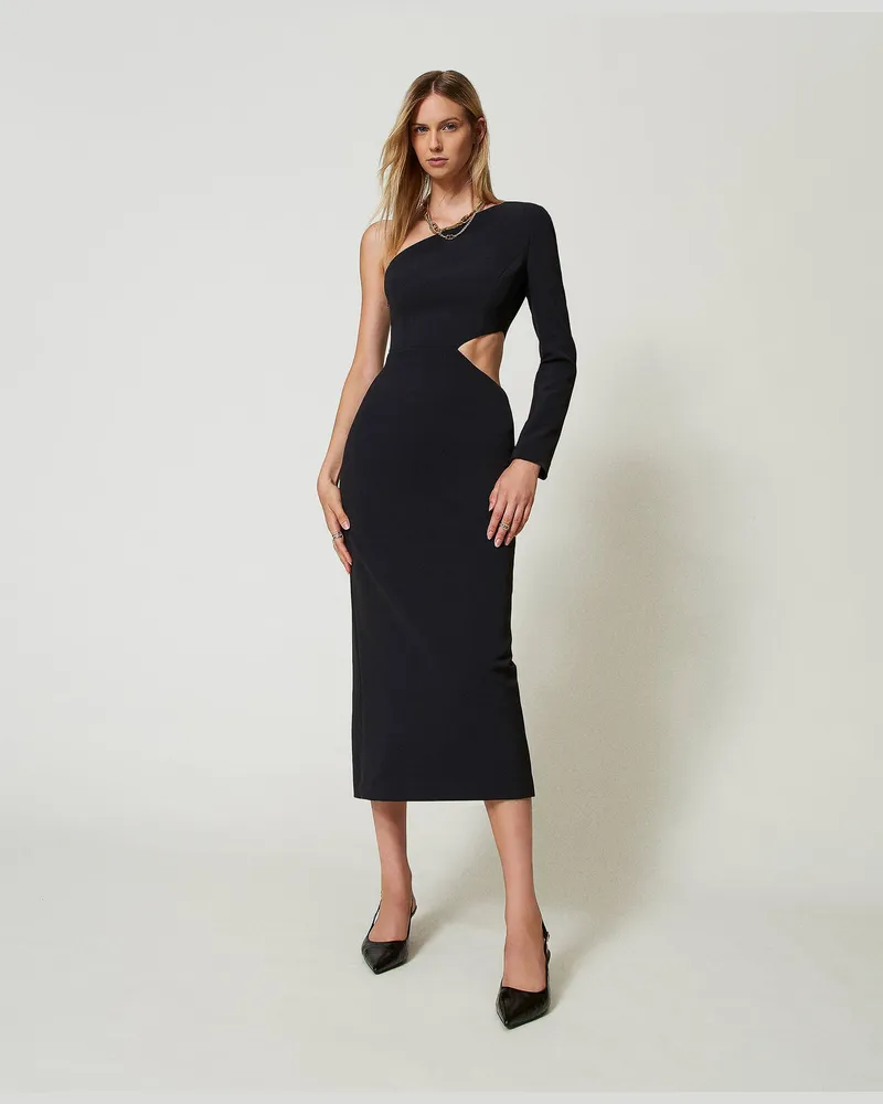 Twin-Set Kleider - Einschultriges Midikleid, Schwarz, Größe Schwarz