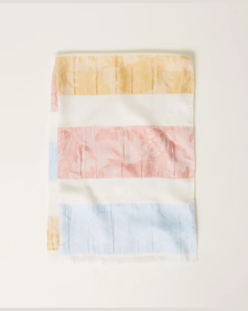 Twin-Set Accessoires - Mehrfarbige Jacquardstola mit „Oval T"-Logos, Multicolor Oval-T Schneeweiß, gestreift, Einheitsgröße Multicolor