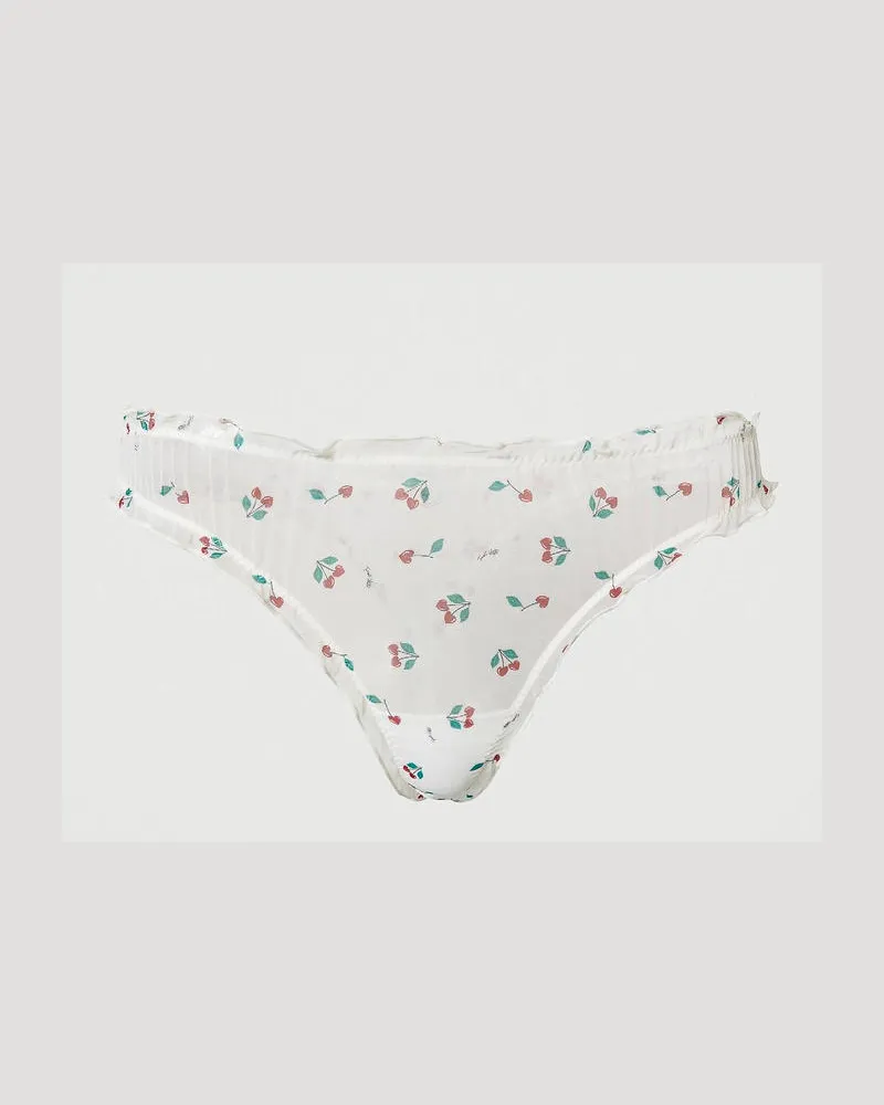 Twin-Set Unterwäsche - Tanga-Set aus Spitze und Tüll, Print Cherry / Antique White, Größe: IV 