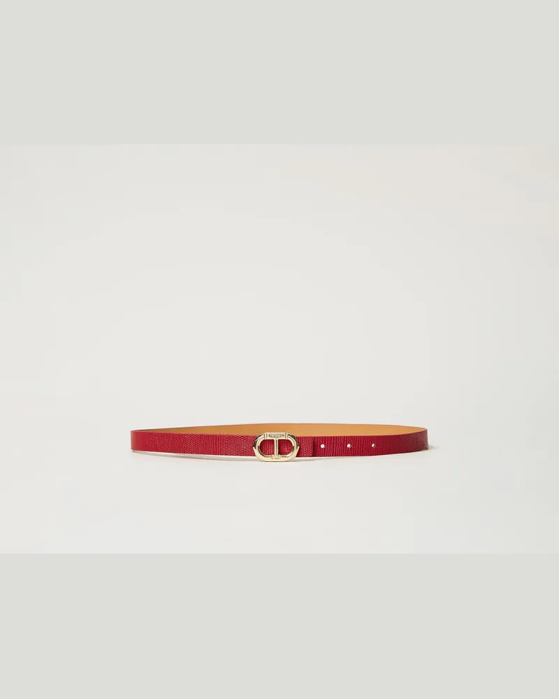 Twin-Set Accessoires - Schmaler Ledergürtel, Hibiscus Red, Größe Hibiscus