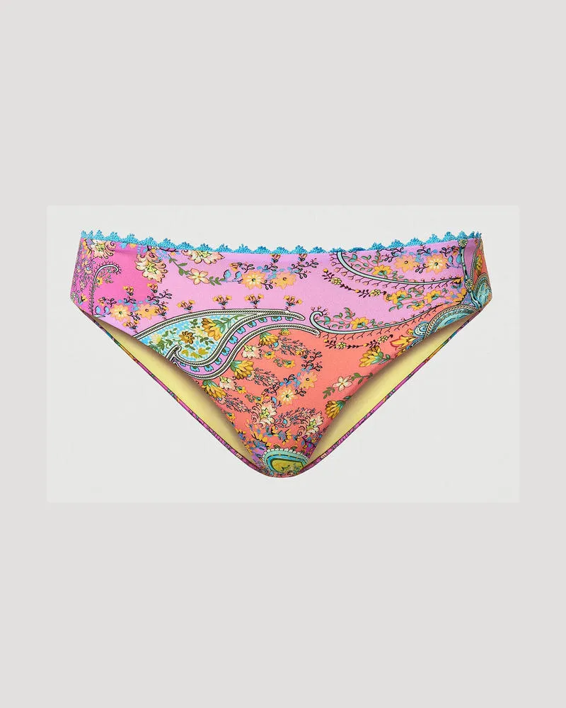 Twin-Set Bademode - Bedruckte Brazilian-Bikinihose, Print Paisley Multicolor „Pink Dahlia"-Fuchsia, Größe: II 