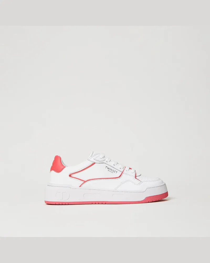Twin-Set Schuhe - Sneakers mit Kontrastborten, Rosa Azalee, Größe Rosa