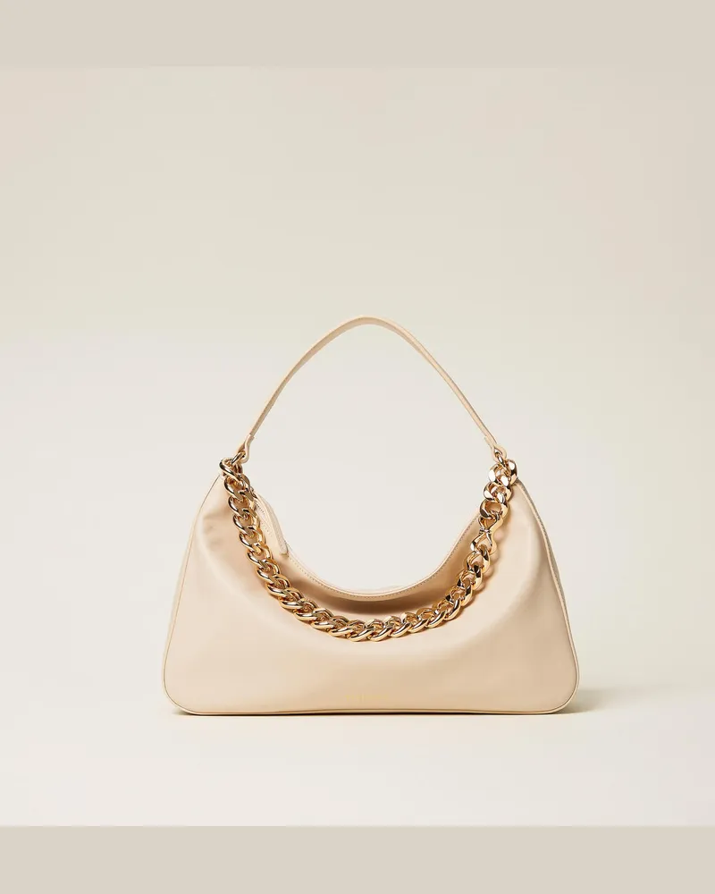 Twin-Set Taschen - Mittelgroße Tasche 'Liliane' aus Leder, "Delicate Sand"-Beige, Einheitsgröße Delicate