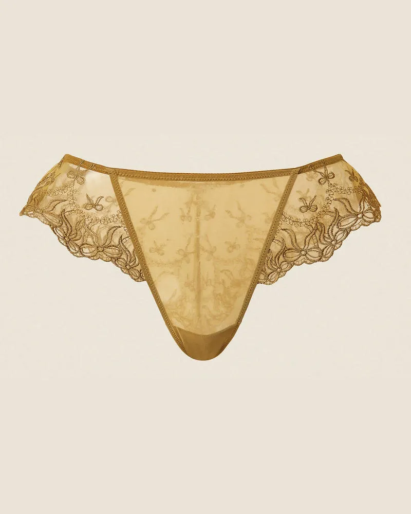 Twin-Set Brazilian-Slip aus Tüll mit aufgestickten Schleifen Shiny