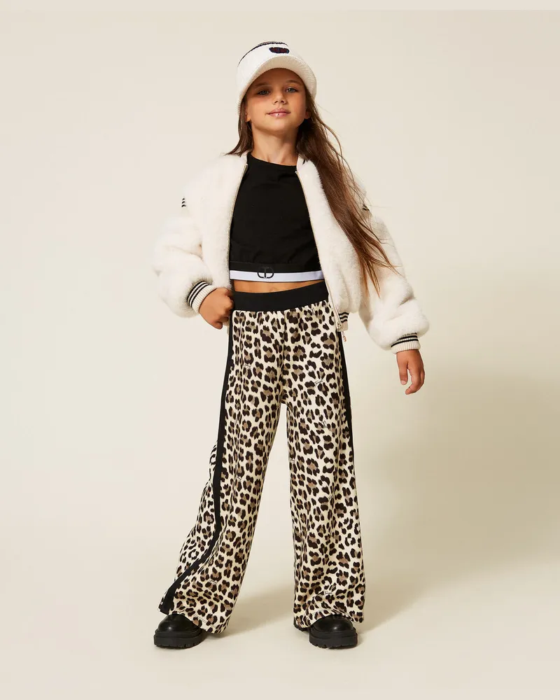 Twin-Set Hosen - Hose aus Scuba mit Animaldessin, Leopardenprint, Größe Leopardenprint