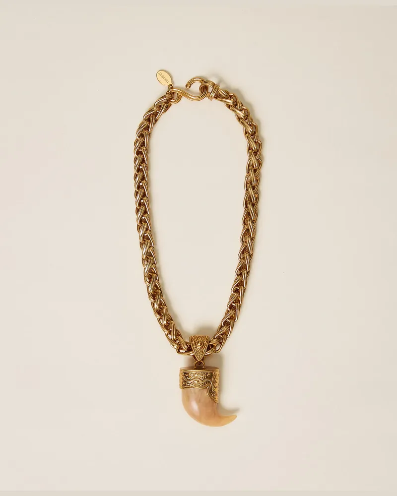 Twin-Set Accessoires - Halskette mit Horn, Natural Beige, Einheitsgröße Natural