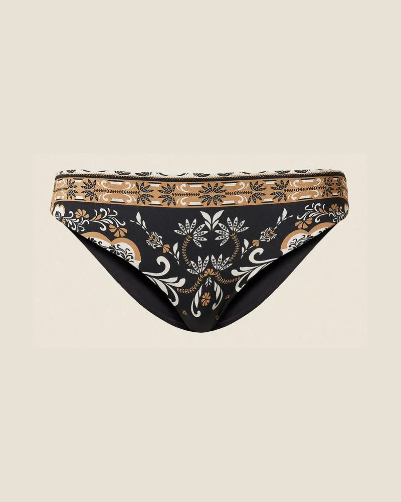 Twin-Set Bademode - Bikinihose mit Foulardprint, Print Foulard Schwarz, Größe Print