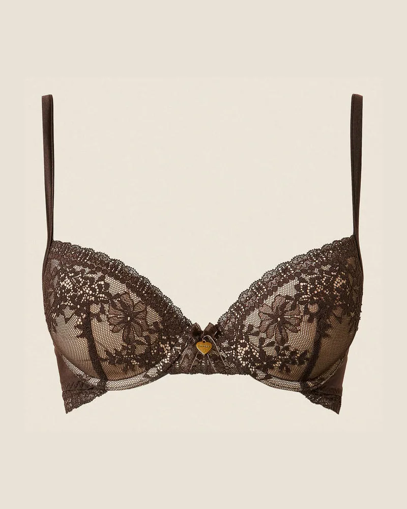 Twin-Set Unterwäsche und Nachtwäsche - Push-up-BH aus Spitze, Black Chocolate, Größe Black