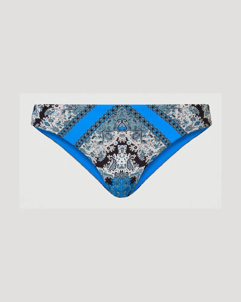 Twin-Set Bademode - Bikinihose mit Foulardprint, Foulardprint „Neon Ink"-Blau, Größe: I 