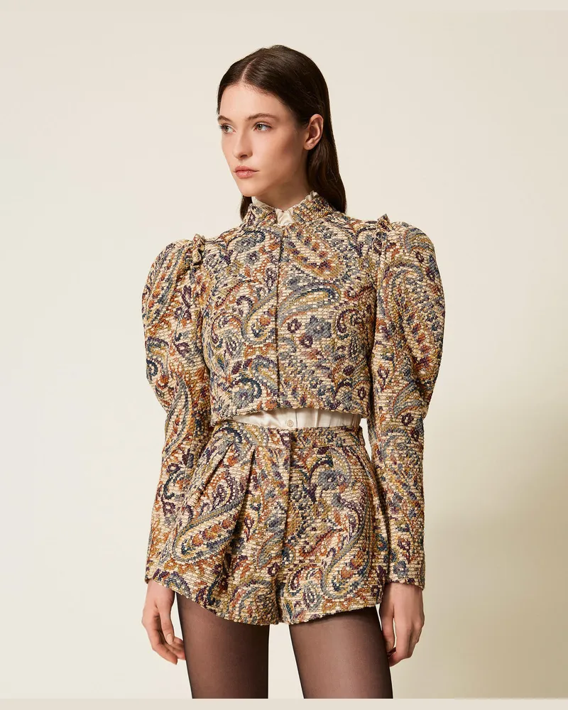 Twin-Set Jacken und Outerwear - Jacquardjacke mit Kaschmirmuster, Jacquard Cachemire Multicolor, Größe Jacquard