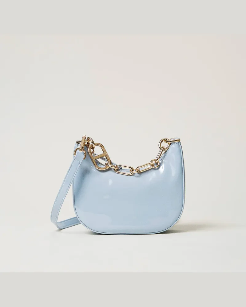 Twin-Set Taschen - Tasche „Mini-Croissant" in Lackoptik, "Zuckerpapier"-Grau, Einheitsgröße 