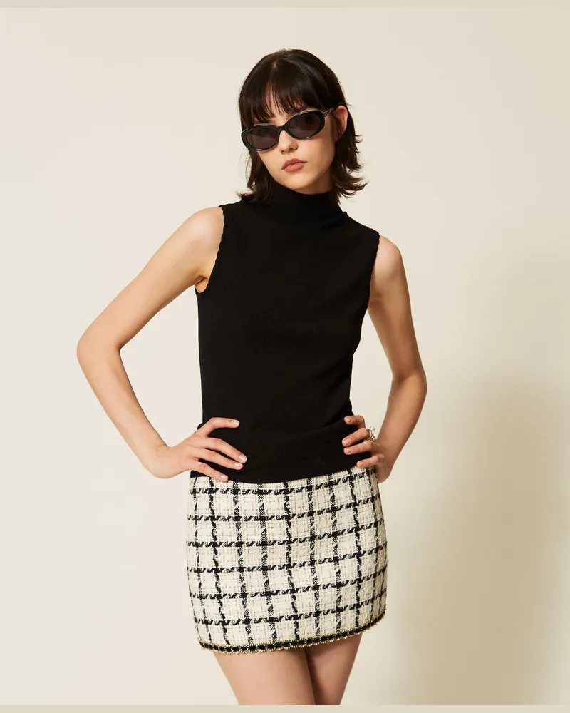 Twin-Set Strick-Top mit Häkeldetails 