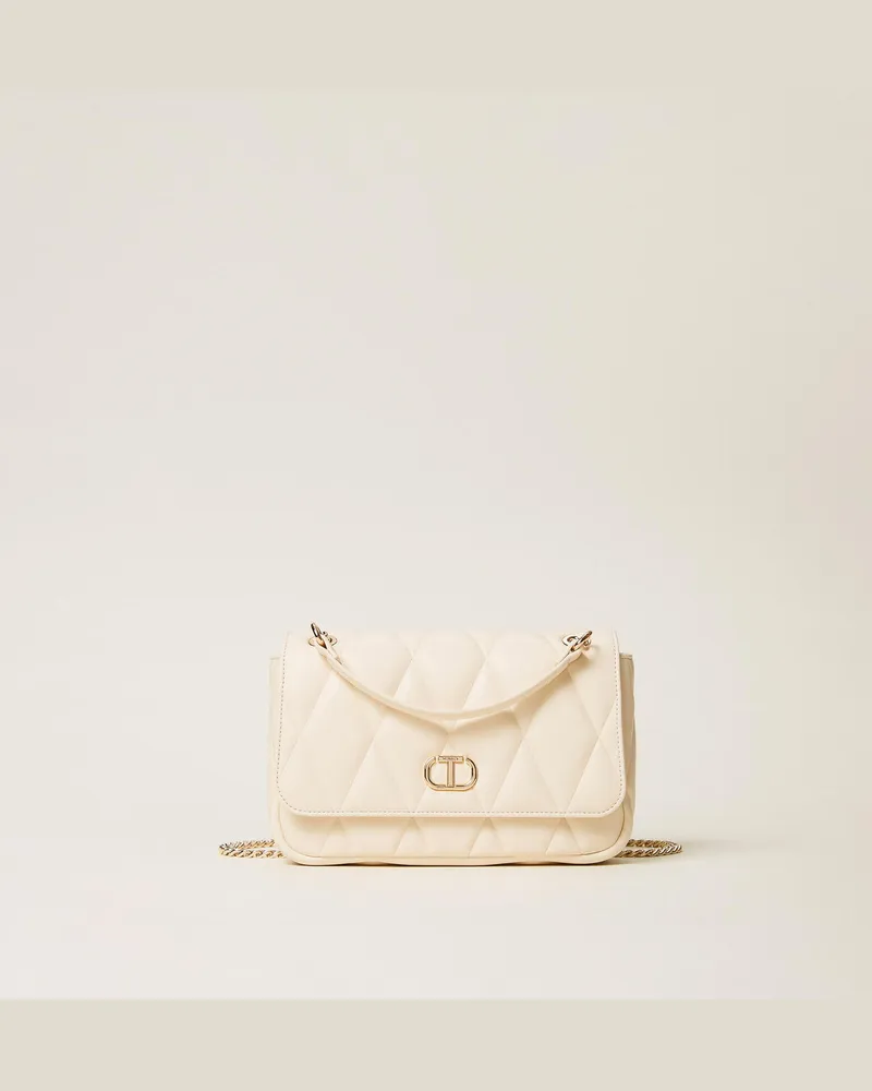 Twin-Set Taschen - Mittelgroße Umhängetasche mit Steppmotiv, "Parchment"-Beige, Einheitsgröße 