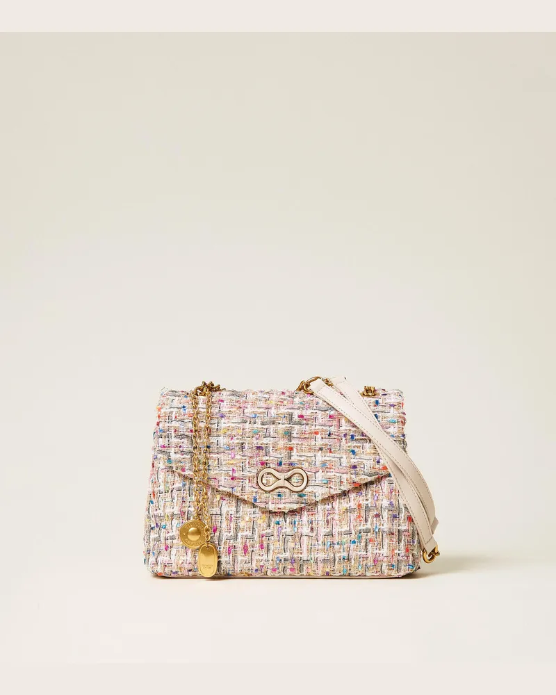 Twin-Set Taschen - Umhängetasche aus Tweed mit Logo-Schnalle, Multicolor-Jacquard-Tweed, Einheitsgröße Multicolor-jacquard-tweed