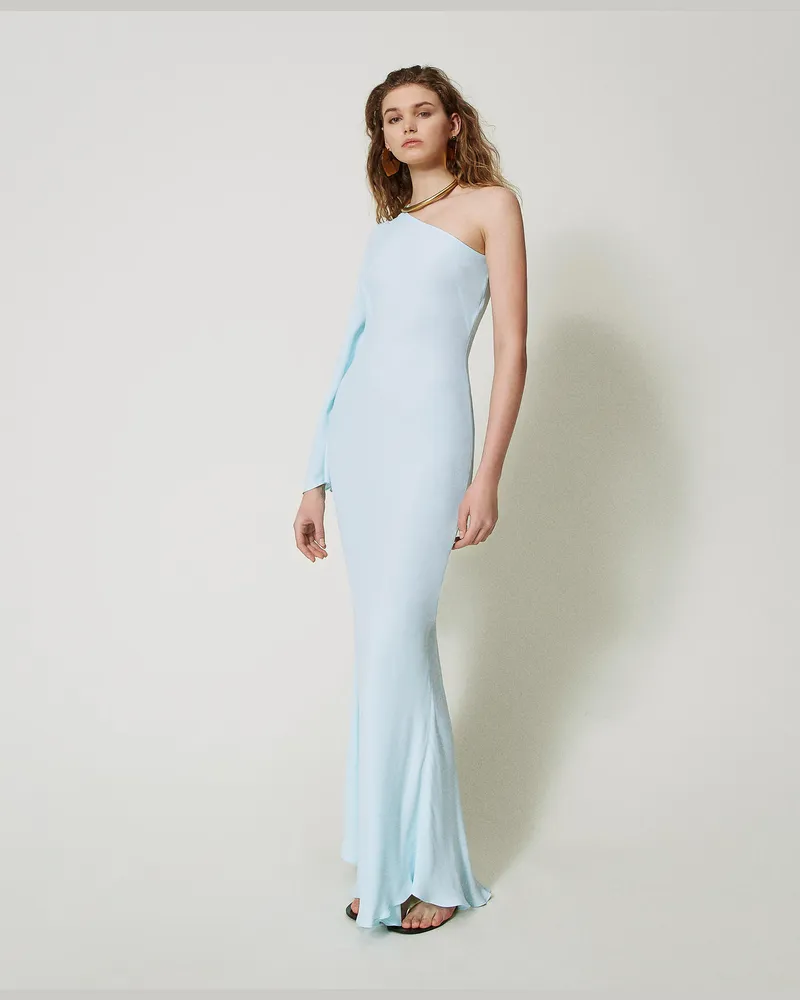 Twin-Set Kleider - Figurbetontes Maxikleid „Lido" aus Georgette, "Blue Glow"-Azur, Größe Blue