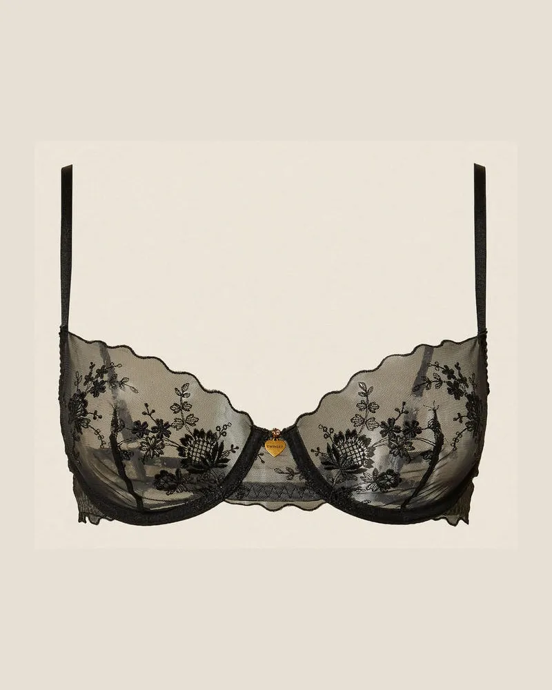 Twin-Set Unterwäsche - Bügel-BH aus floralem Tüll, Schwarz, Größe Schwarz