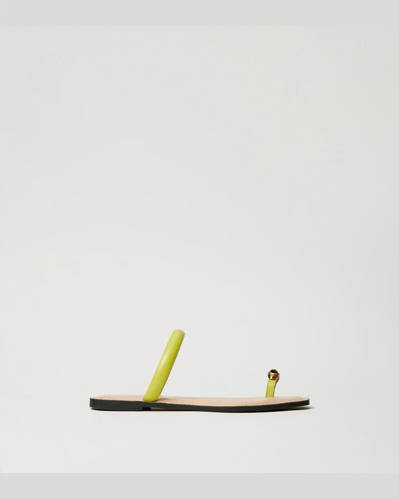 Twin-Set Bademode - Slide-Pantolette mit Schmuckdetail, Green Grenoble, Größe Green