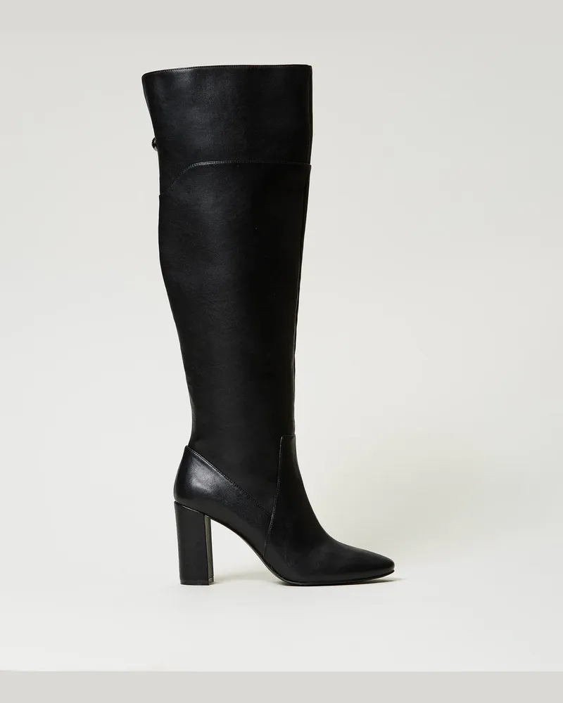 Twin-Set Schuhe - Overknee-Stiefel, Schwarz, Größe Schwarz