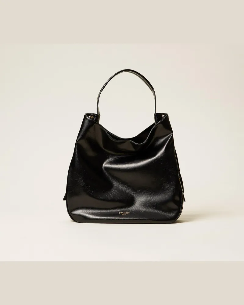 Twin-Set Taschen - Hobo-Bag mit Schnallen, Schwarz, Einheitsgröße 