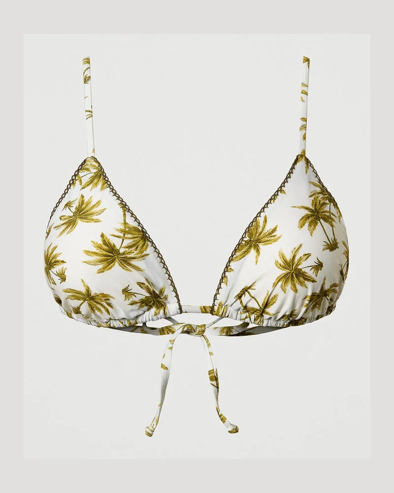 Twin-Set Bademode - Bedrucktes Triangel-Bikinitop, Palmenprint Perlmutt / Olive Leaf, Größe Palmenprint