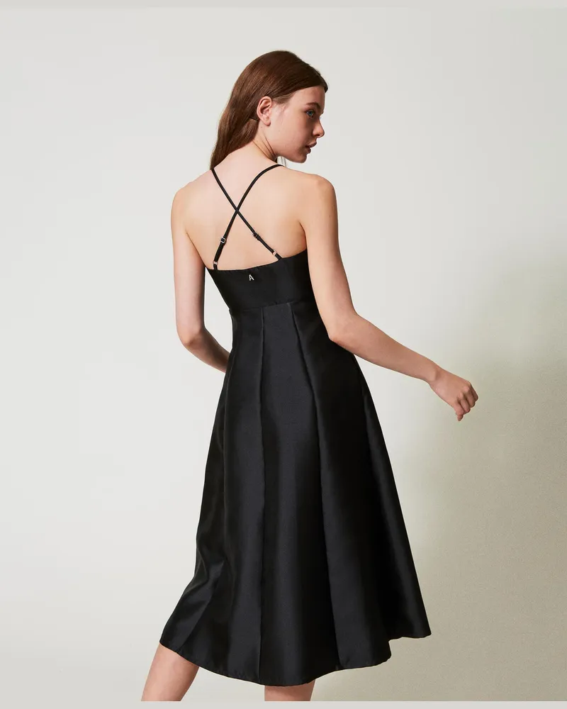 Actitude by Twinset Kleider - Midikleid aus technischem Twill, Schwarz, Größe Schwarz