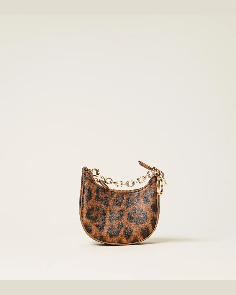 Twin-Set Accessoires - „Mini Croissant"-Bag mit Charm, Leopardenprint, Einheitsgröße Leopardenprint
