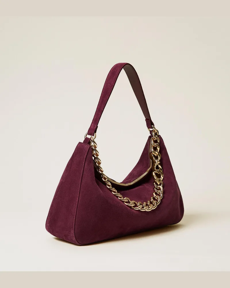 Twin-Set Taschen - Mittelgroße Tasche 'Liliane' aus Rauleder, „Winetasting"-Violett, Einheitsgröße 