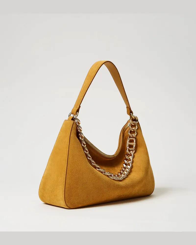 Twin-Set Taschen - Mittelgroße Tasche „Liliane" aus Rauleder, Senfgelb, Einheitsgröße Senfgelb