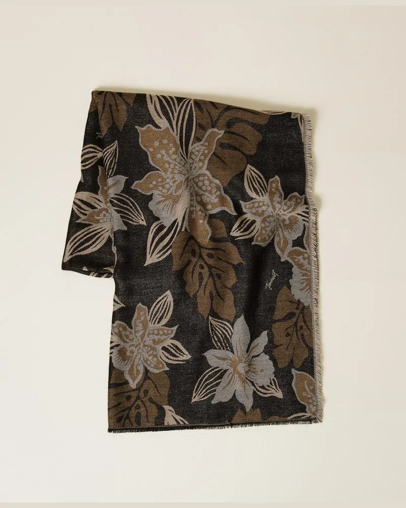 Twin-Set Accessoires - Jacquardstola mit Blumendessin, Schwarz, Einheitsgröße Schwarz