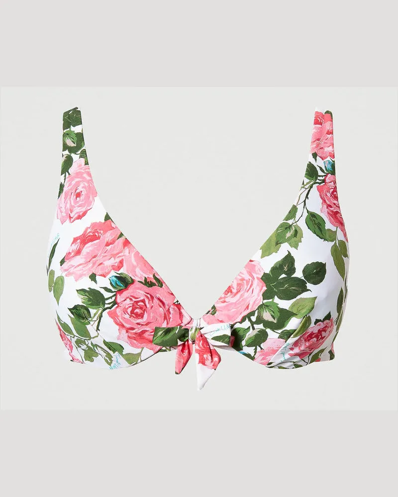 Twin-Set Bademode - Triangel-Bikinitop mit Bügeln, Rosenprint Star White, Mit Blumen, Größe: 4-C 