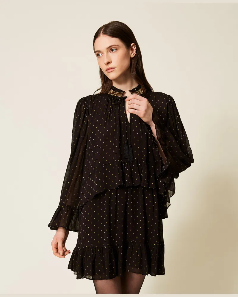Twin-Set Kleider - Kurzes Fil-Coupé-Kleid, Schwarz, Größe Schwarz