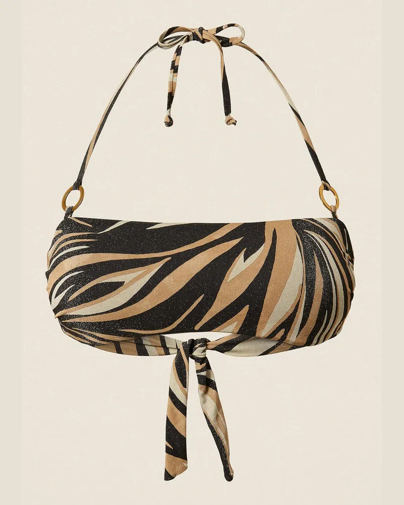 Twin-Set Bademode - Bandeau-Bikinitop mit Lurex und Print, Multicolor-Zebra-Print Schwarz, Animal, Größe Multicolor-zebra-print