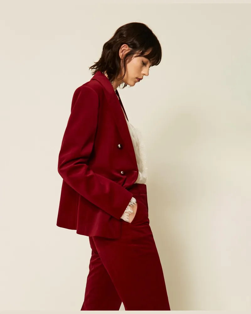 Actitude by Twinset Blazer aus Samt Rhabarberrot