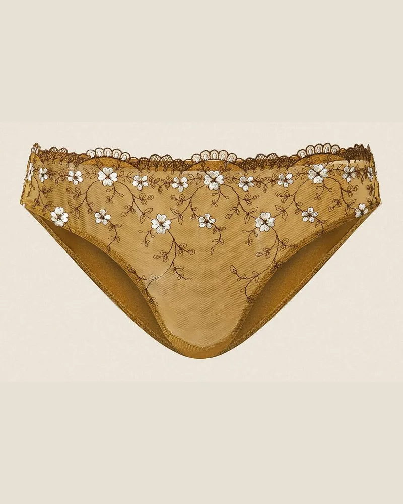 Twin-Set Slip aus besticktem Tüll, Damen, Stickerei Shiny Oil / Mocha / Perlmutt Stickerei