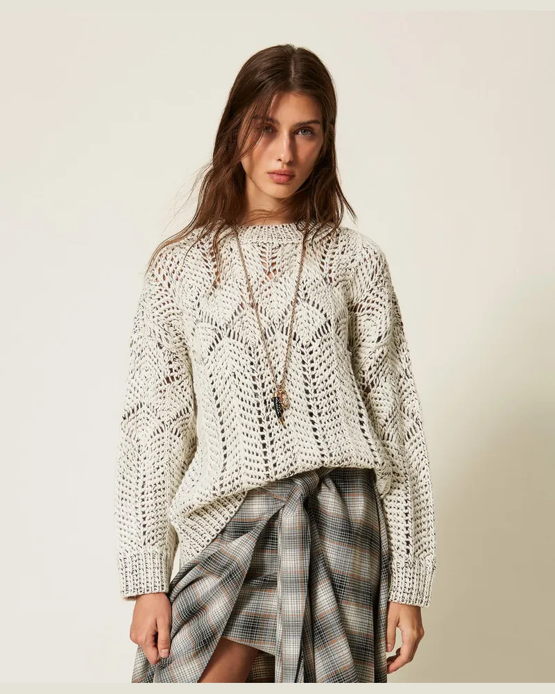 Actitude by Twinset Myfo Pullover aus Wollmischung mit Stickerei Zweifarbig