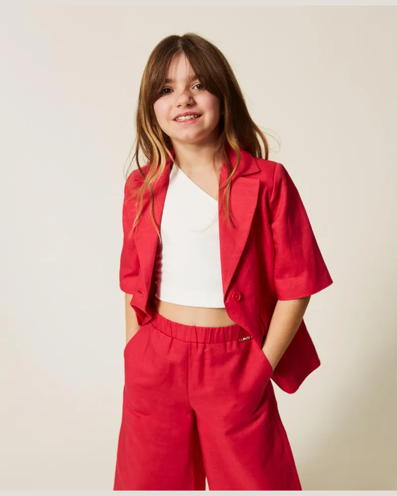 Twin-Set Jacken und Outerwear - Blazer aus Leinen, Magentarot, Größe Magentarot
