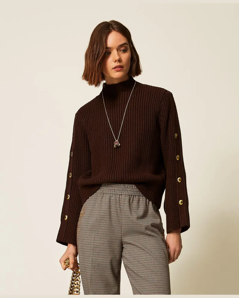 Twin-Set Pullover mit Metallknöpfen Darkness
