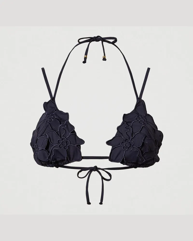 Twin-Set Bademode - Triangel-Bikinitop mit Blumenapplikation, Klassisches Blau, Größe: 2-B 