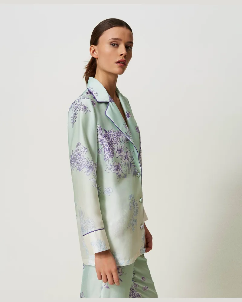 Actitude by Twinset Hemden - MYFO Satinhemd mit schattiertem Print, Print Brook Green & Shaded Flower, Mit Blumen, Größe Print