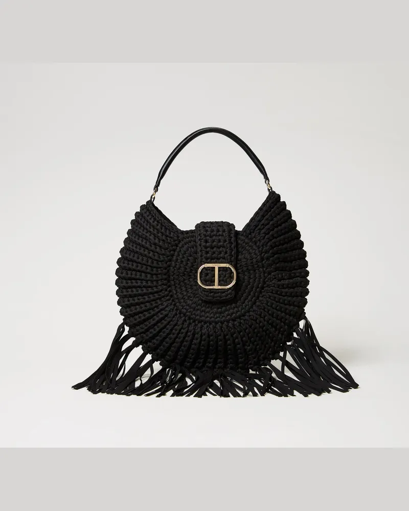 Twin-Set Taschen - Gehäkelte Hobo-Bag „La Coquillette", Schwarz, Einheitsgröße 