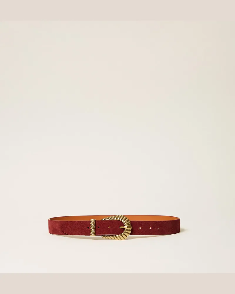 Twin-Set Gürtel aus Veloursleder Bordeaux