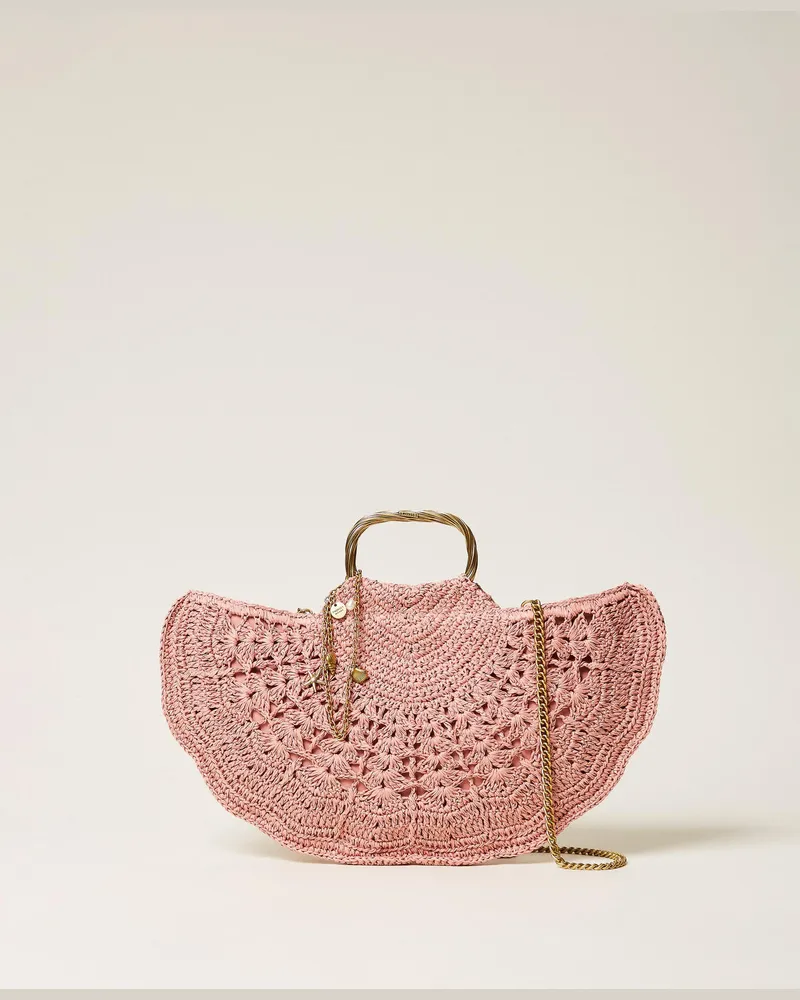 Twin-Set Taschen - Umhängetasche aus gehäkelter Raffia, Korallenperle, Einheitsgröße Korallenperle