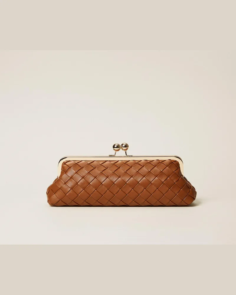 Twin-Set Handgeflochtene Clutch Leder