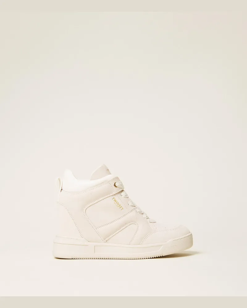 Twin-Set Schuhe - Sneakers aus Veloursleder, Weiß Schnee, Größe Weiß