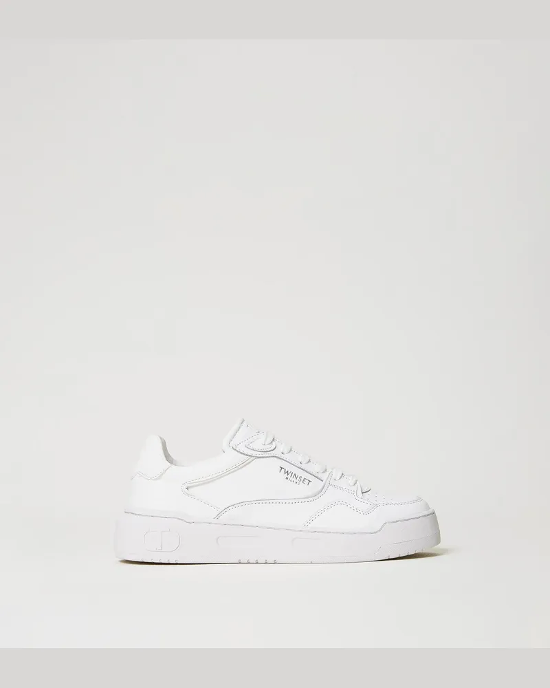 Twin-Set Schuhe - Sneakers mit Kontrastlogo, Weiß, Größe Weiß