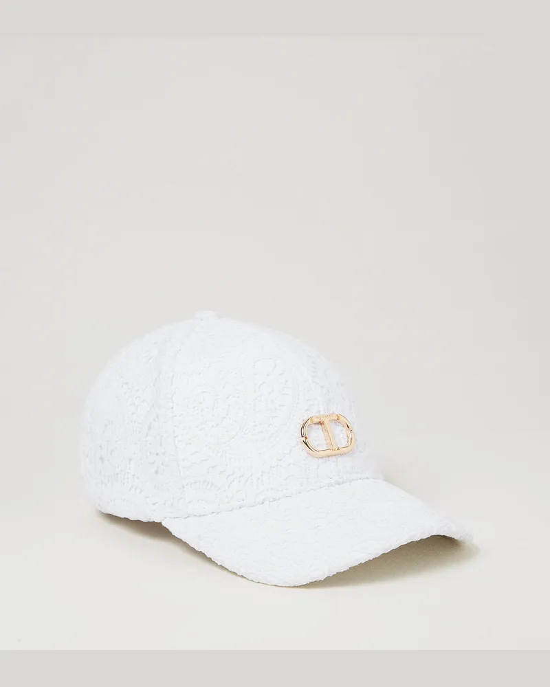 Twin-Set Accessoires - Baseballkappe aus Makrameespitze, "Ice"-Weiß, Größe Ice-weiß