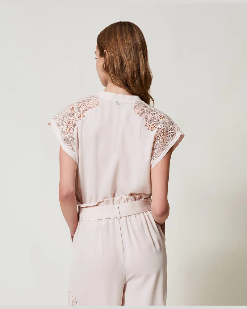 Actitude by Twinset Hemden - Twillhemd mit Stickerei, Tender Pink Rosa, Größe Tender