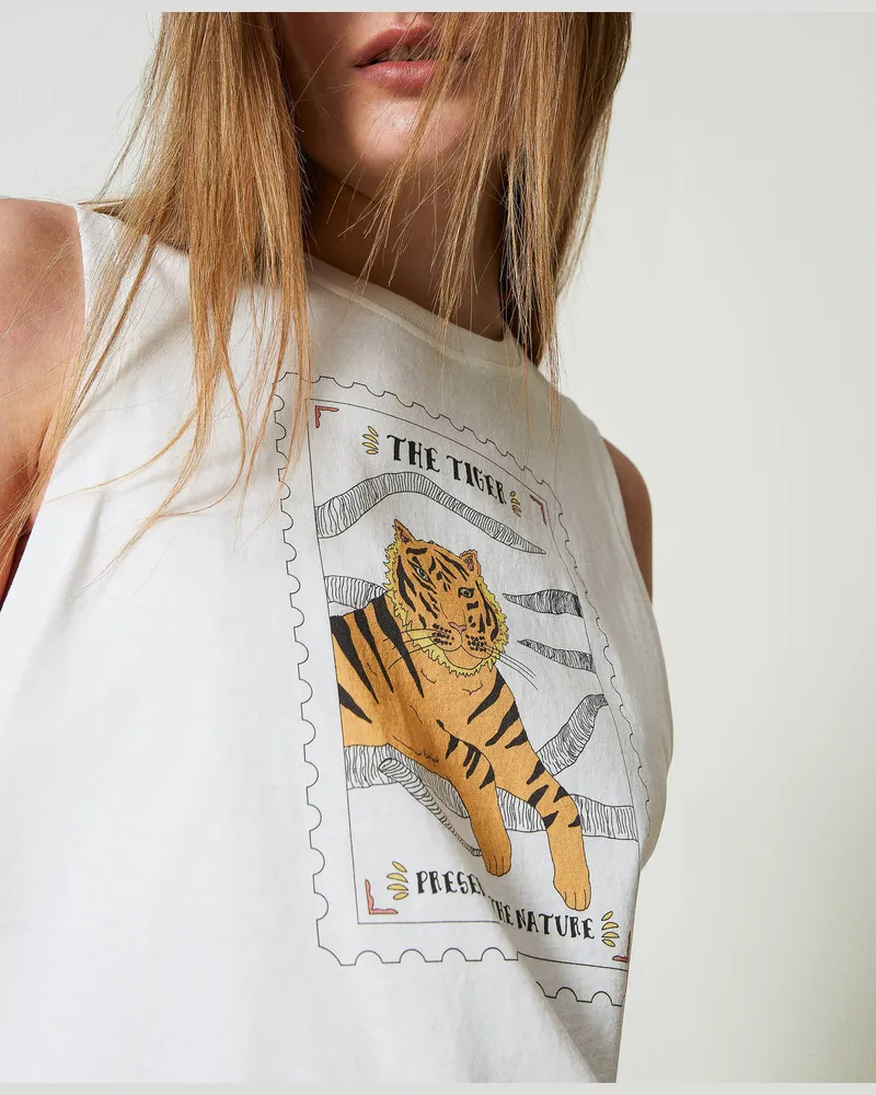 Twin-Set Tops - Top von Giglio Tigrato x Twinset, Tigerprint, Baumwolle, Größe: XXS 