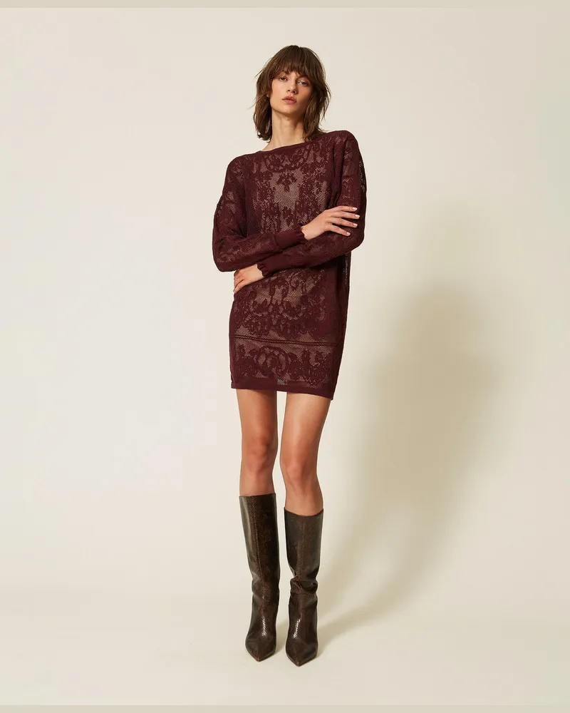 Twin-Set Kurzes Kleid aus Jacquard-Strick Dunkles